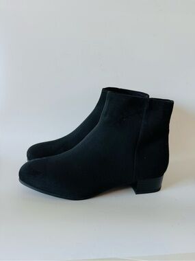 Time and Tru Black Suede-Look Ankle Booties